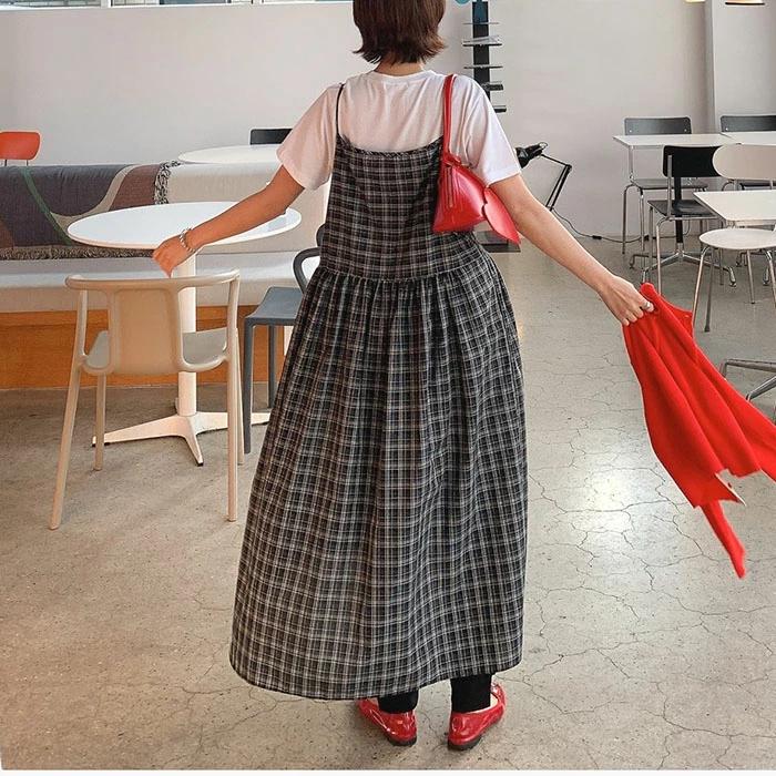未使用級✨️ADORE リバーチェック ジャンパースカート ワンピース 38 チェックプリーツ切替ジャンドレ（ジャンパースカート）｜rps（アール