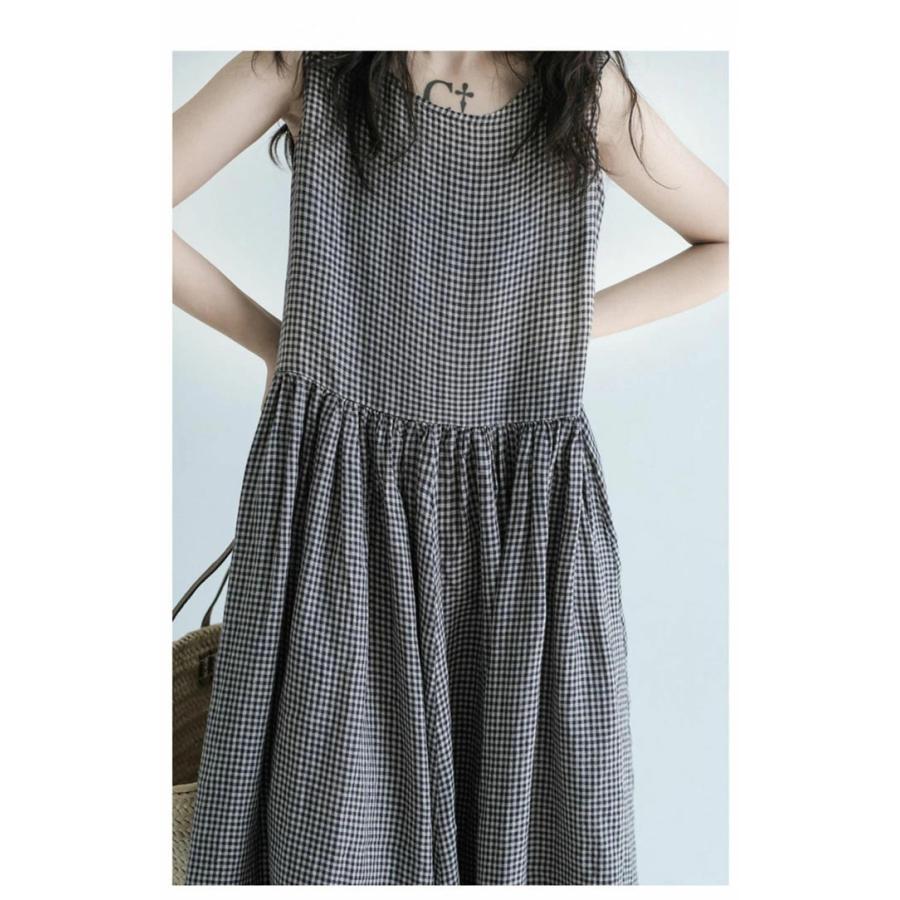 タグ付き⭐︎ ギャルリービーコンパクトコットンツイルノースリーブマキシワンピース マキシワンピース レディース ノースリーブワンピース ギンガム