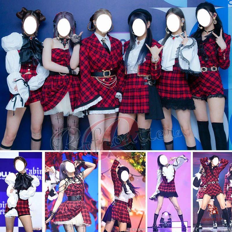 6タイプ☆ 韓国 ダンス 衣装 赤 黒 セットアップ 大人 へそ出し