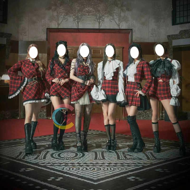 6タイプ☆ 韓国 ダンス 衣装 赤 黒 セットアップ 大人 へそ出し