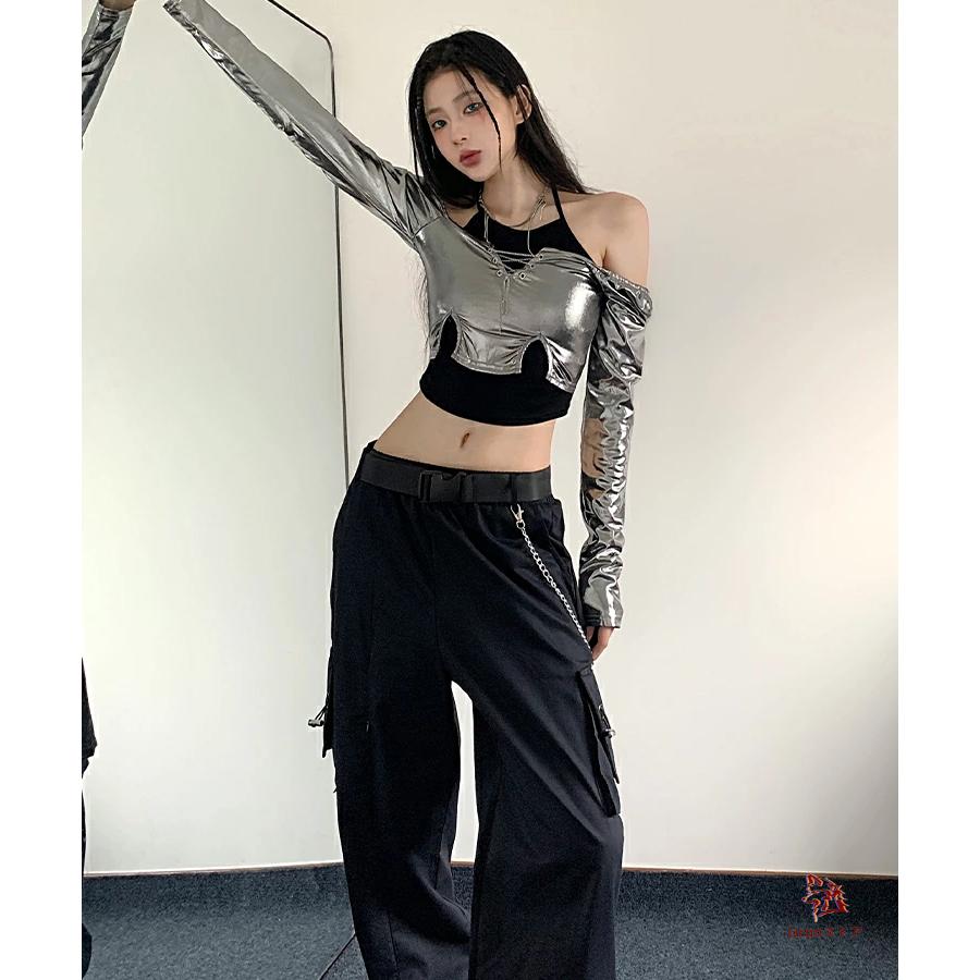 シルバー ダンス衣装 韓国 ダンス 衣装 セットアップ レディース k-pop