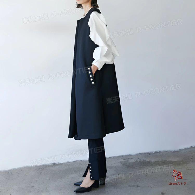 ロング ベスト レディース ロング丈 パール 紺色 黒 母 入学式 ママ 30