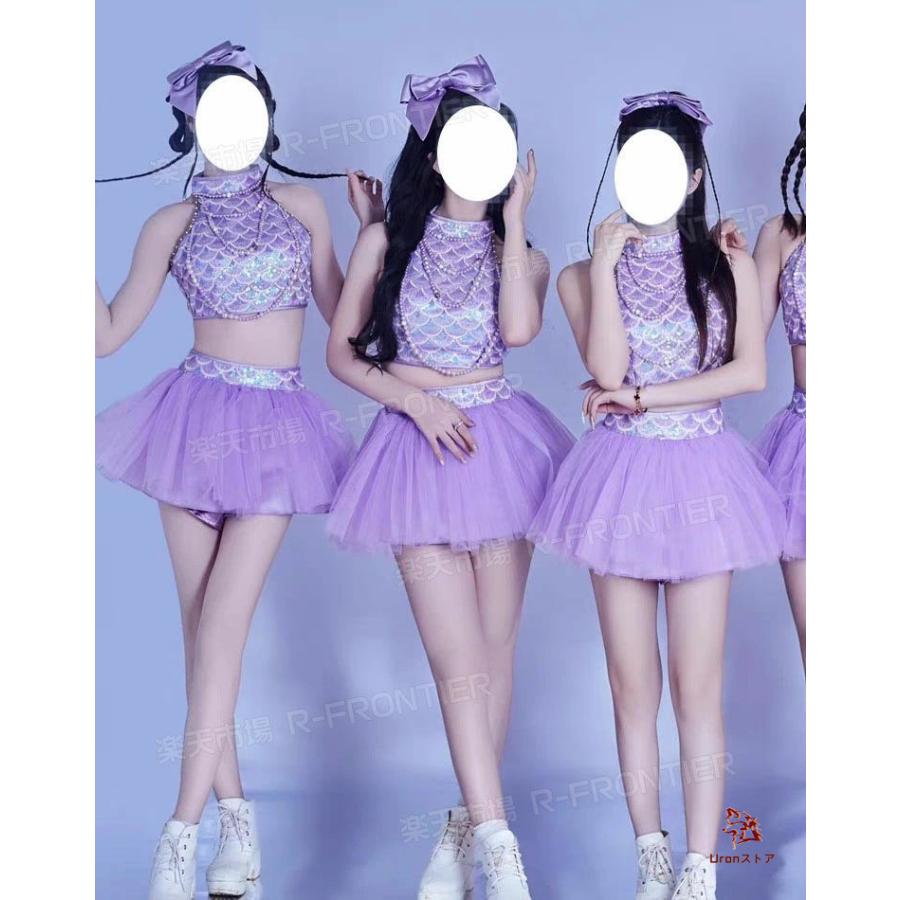 kpop 衣装 パープル ダンス衣装 スパコール キラキラ 紫 セットアップ