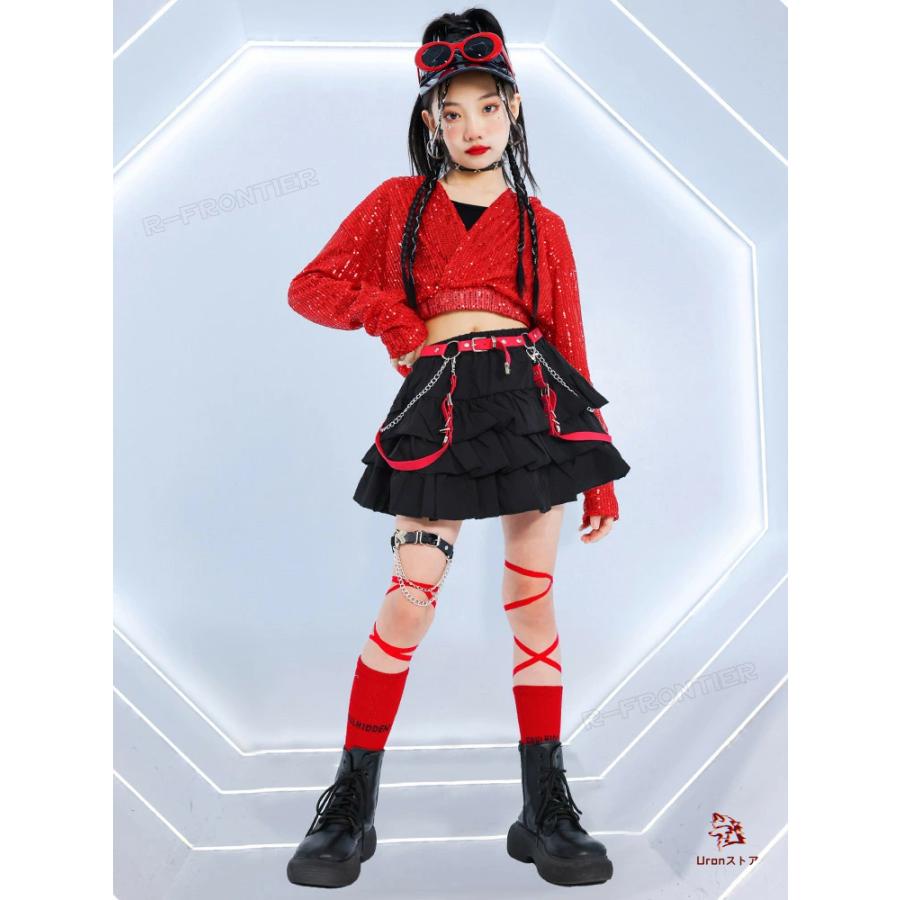 キッズ ダンス衣装 セットアップ へそ出し トップス 女の子 キラキラ
