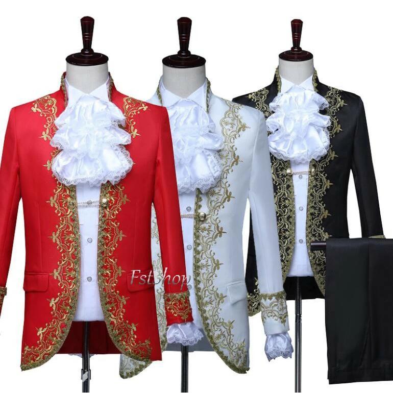 ハロウィン衣装 中世貴族風フォーマルスーツ3点セット刺繍コスプレ仮装