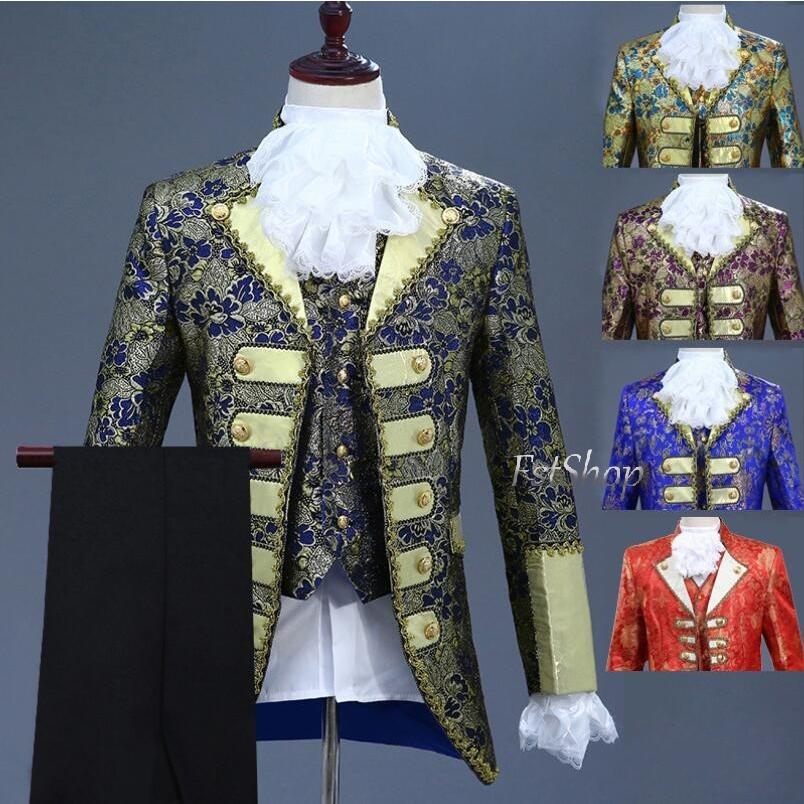 中世貴族風フォーマルスーツ4点セット刺繍コスプレ衣装ハロウィン仮装