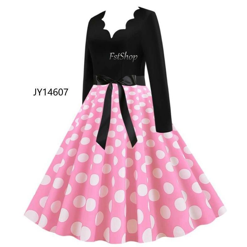 新品タグ付き水玉模様のフレアダンスドレスサイズS~Mストレッチ素材 楽天