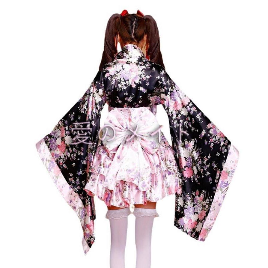 花魁 着物コスプレ メイド 桜 和風柄 浴衣 6点セットアップ 着物