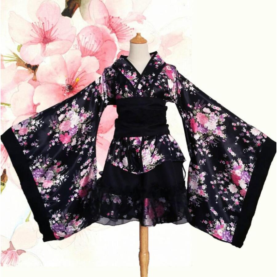 花魁 着物コスプレ メイド 桜 和風柄 浴衣 4点セットアップ 着物