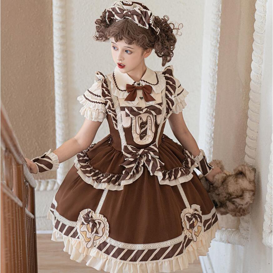 ロリータ服 半袖ロリータワンピース Lolita お姫系 シャツ スカート 膝