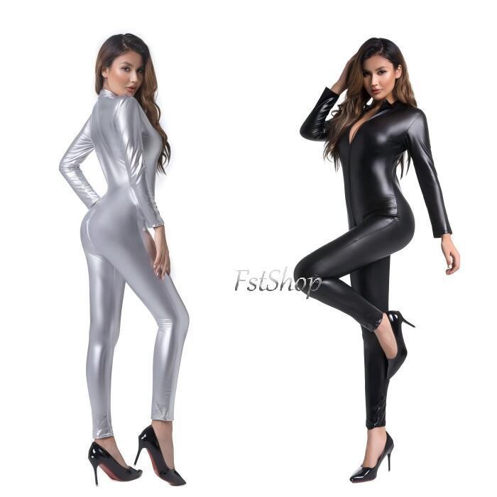 ボディスーツ 長袖 ダンス衣装 全身タイツ レディース光沢
