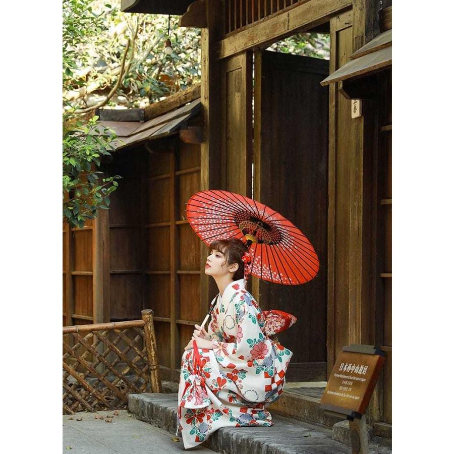 浴衣 5点 セット レディース ゆかた/衿/足袋/巾着袋/下駄 レトロモダン