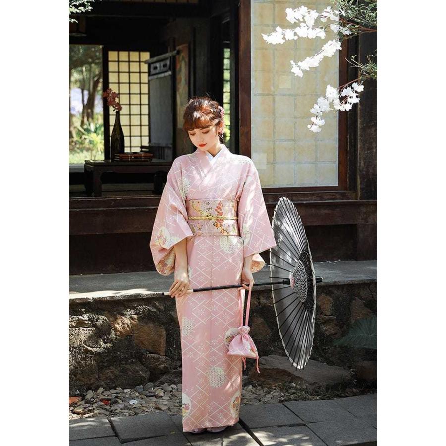 浴衣 レディース ピンク 無地 シンプル 5点/4点/ セット (ゆかた