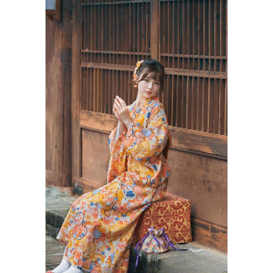 浴衣 2点 セット レディース (ゆかた/帯) レトロモダン スタイル 花柄