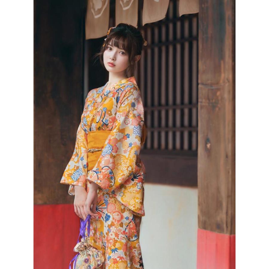 浴衣 2点 セット レディース (ゆかた/帯) レトロモダン スタイル 花柄