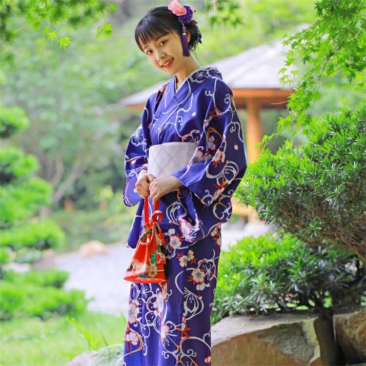 浴衣 レディース セット 8点セット ゆかた 紺色 花柄 レトロ 簡単 