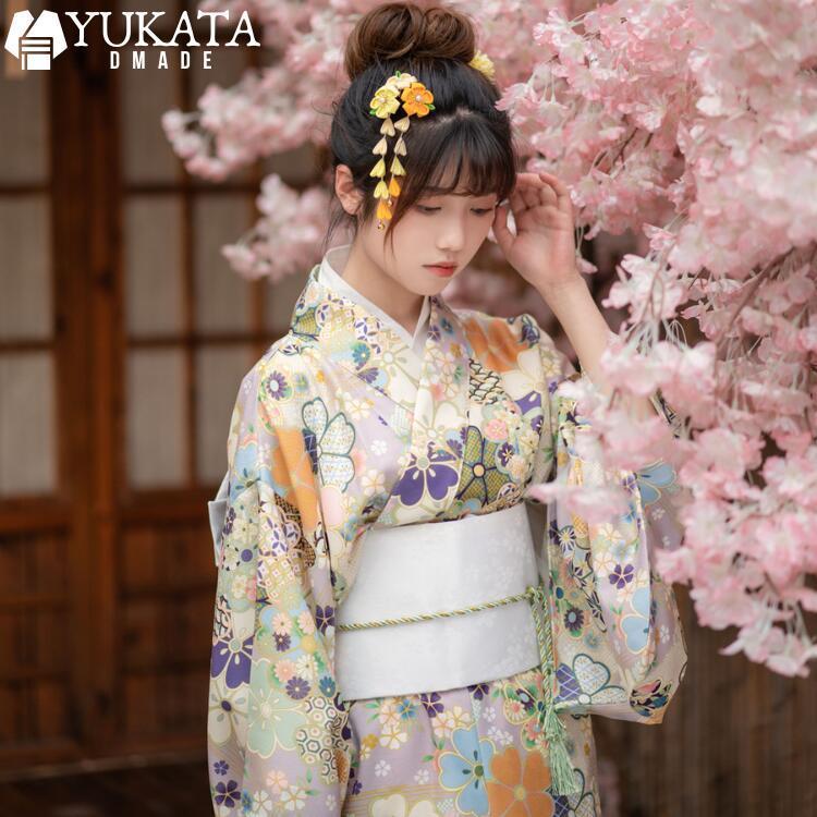 浴衣 セット レディース 和服 古典柄 可愛い 花柄 華やか グリーン