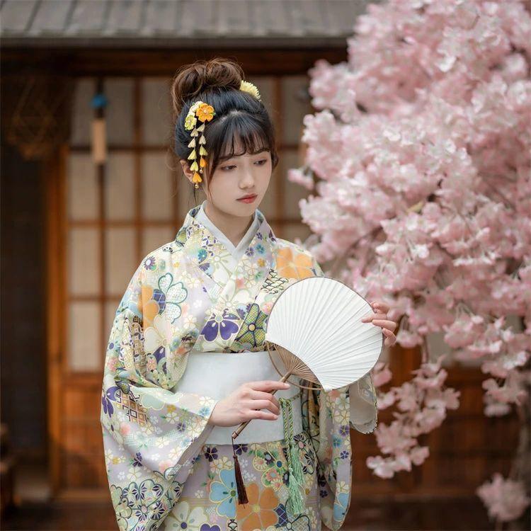 浴衣 セット レディース 和服 古典柄 可愛い 花柄 華やか グリーン