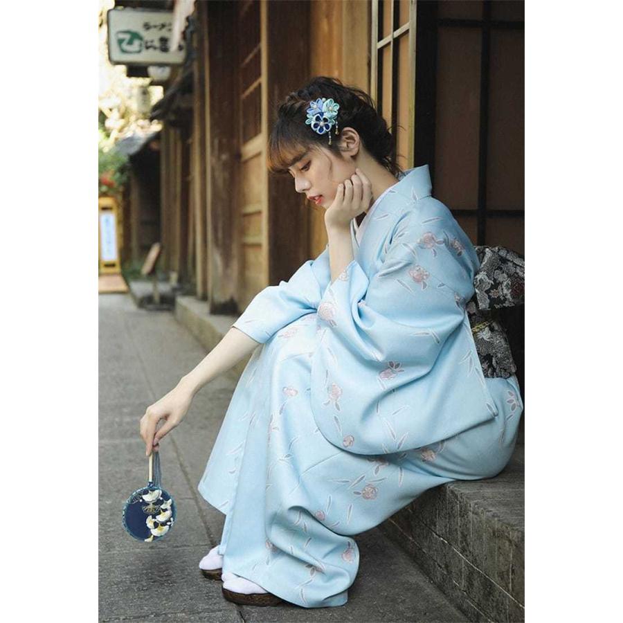 浴衣　花柄　ブルー　大人用　帯　下駄　セット 楽天市場】2024年 新作 レディース 浴衣 4点セット (ゆかた/下駄