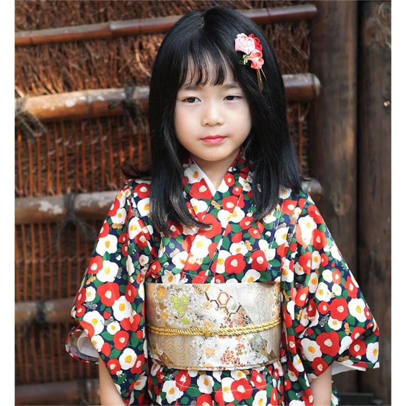 キッズ 浴衣 花柄 女の子 子供 8点セット 腰ひも 帯 足袋 髪飾り 