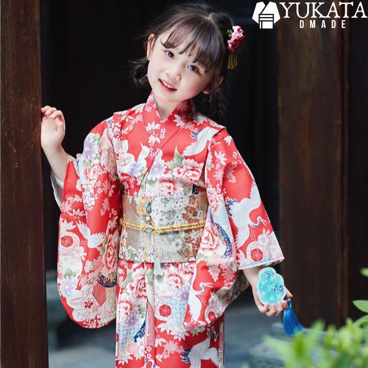 【あつこせんせい】花柄浴衣と帯、帯締め、巾着、下駄の5点セット あつこせんせい】花柄浴衣と帯、帯締め、巾着、下駄の5点セット