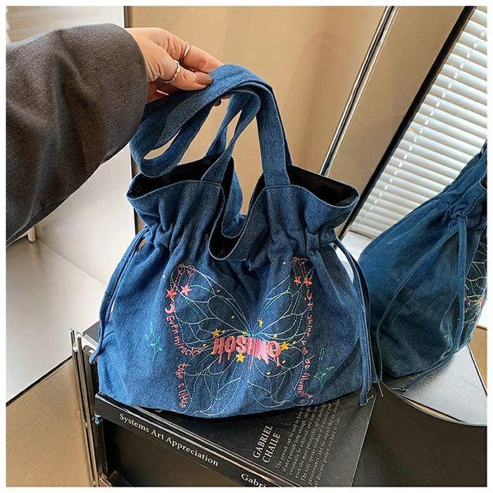 デニムバッグ デニム バケツバッグ レディース ショルダーバッグ 蝶々