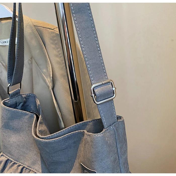 ショルダーバッグ レディース トートバッグ フリル キャンバス 帆布