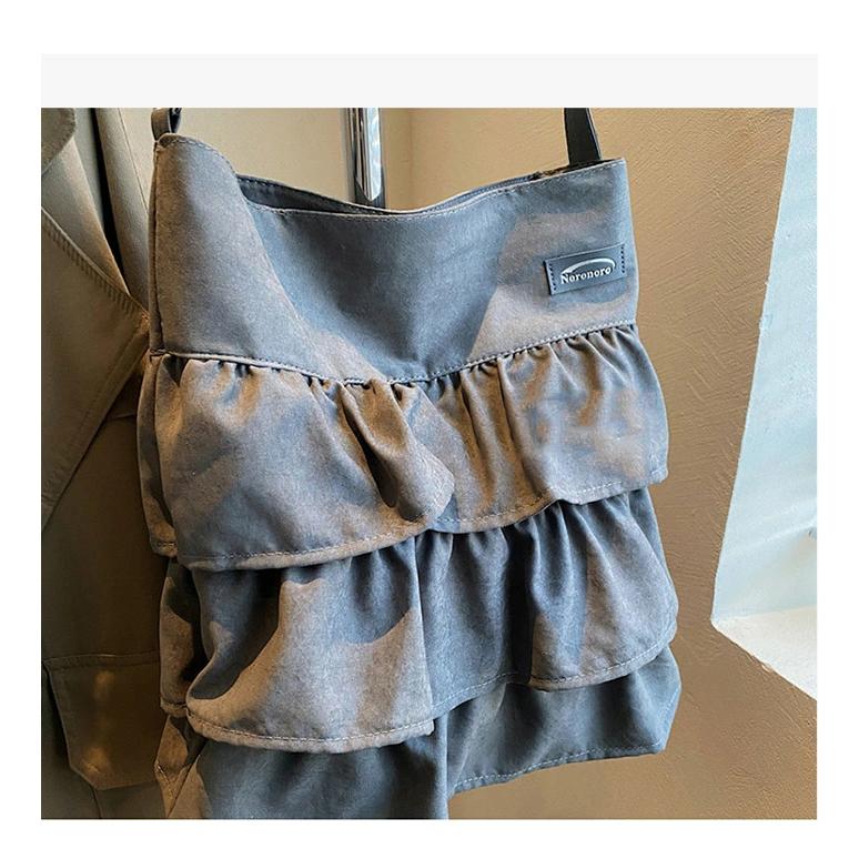 ショルダーバッグ レディース トートバッグ フリル キャンバス 帆布