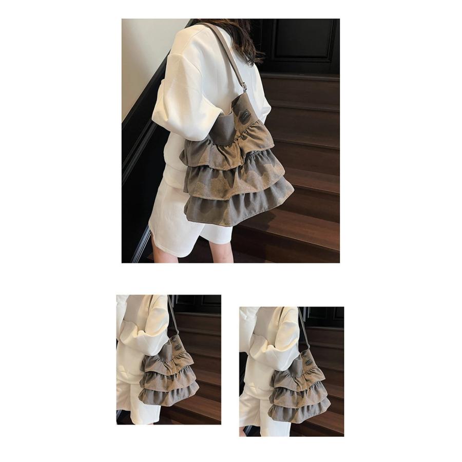 ショルダーバッグ レディース トートバッグ フリル キャンバス 帆布