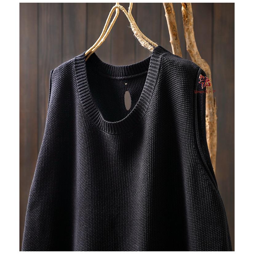 ニットベスト バックボタンのデザイン レディース 秋 冬 ニット プル