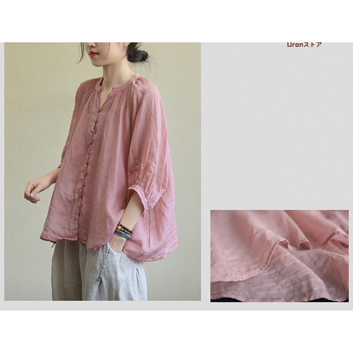 コットンリネン チュニック レディース 綿麻 トップス
