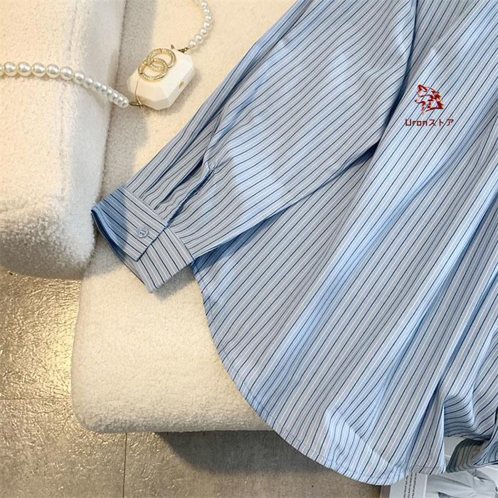 シャツ ストライプシャツ レディース 長袖 シャツブラウス ストライプ