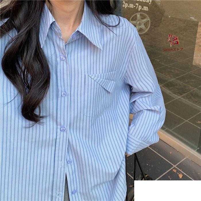 シャツ ストライプシャツ レディース 長袖 シャツブラウス ストライプ