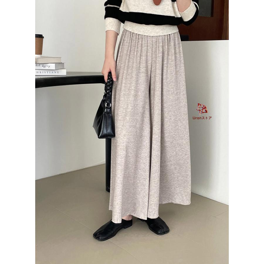 キュロットスカート ワイドパンツ レディース フレア 秋 冬 ニット