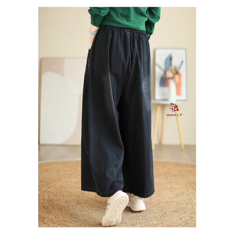 【新品】定価52,800円　レリアン　デニム調ガウチョパンツ　ネイビー　13号 新品】定価52,800円 レリアン デニム調ガウチョパンツ ネイビー