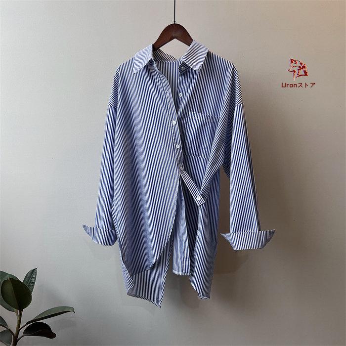 シャツ ストライプシャツ レディース ロングシャツ トップス