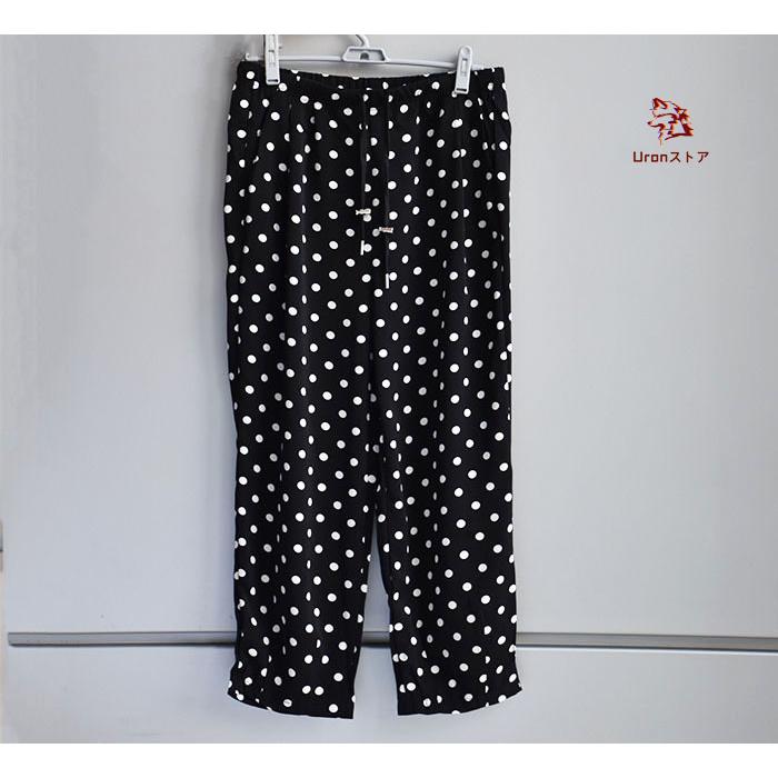 ワイドパンツ レディース ドット タックパンツ 水玉 ガウチョパンツ 夏