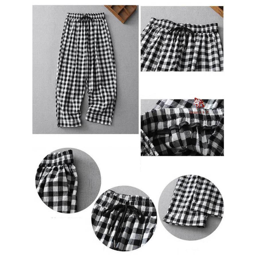 ガウチョパンツ ストライプ パンツ ギンガムチェック レディース 夏