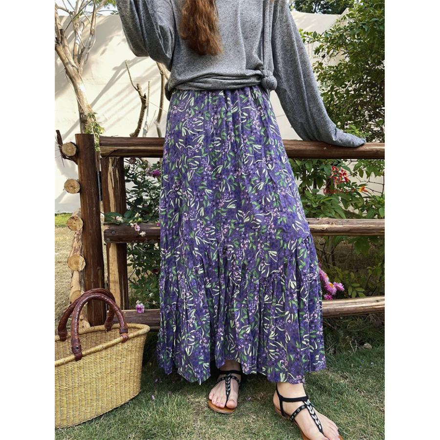 花柄スカート 夏 ロングスカート レディース フレアスカート ボトムス