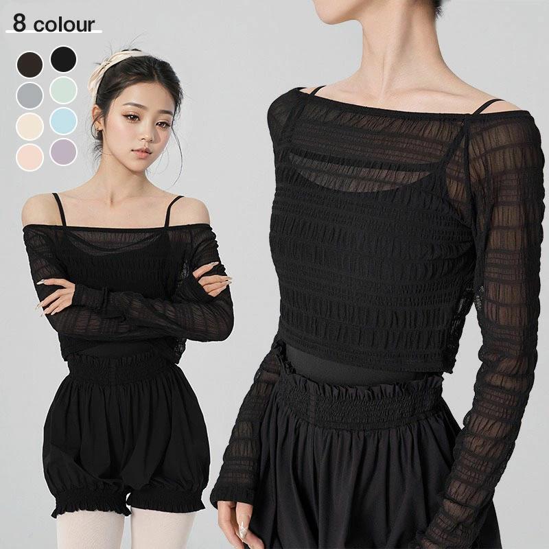 バレエ衣装★ボレロ バレエ トップス 大人 レース バレエボレロ ヨガトップス メッシュ