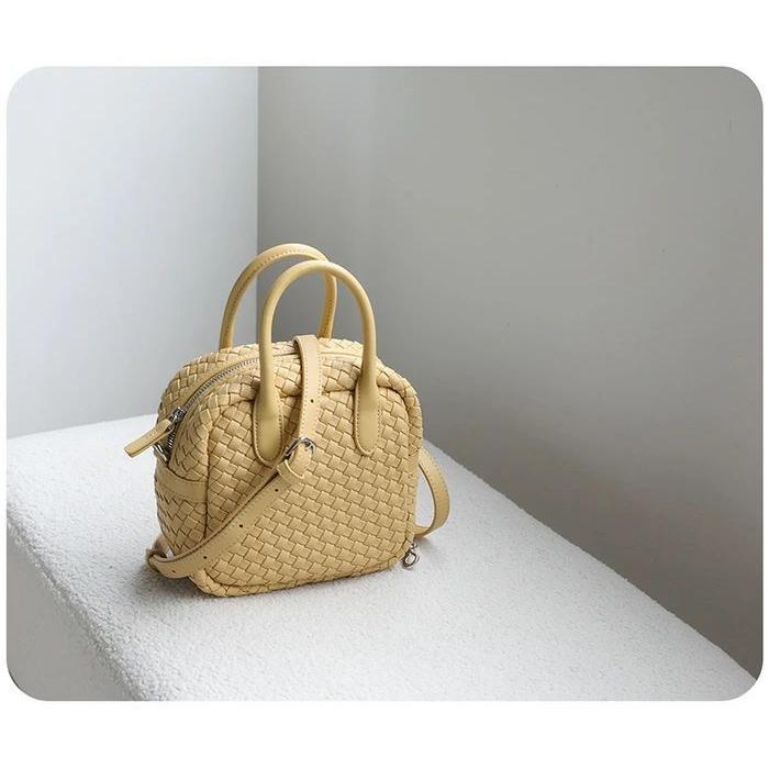 本革 バッグ レディース 編み込み バッグ ハンドバッグ 2way ショルダーバッグ レディース 斜めがけ バケツ型 バッグ 編みバッグ バケツバッグ 牛革 肩掛けバッ_10