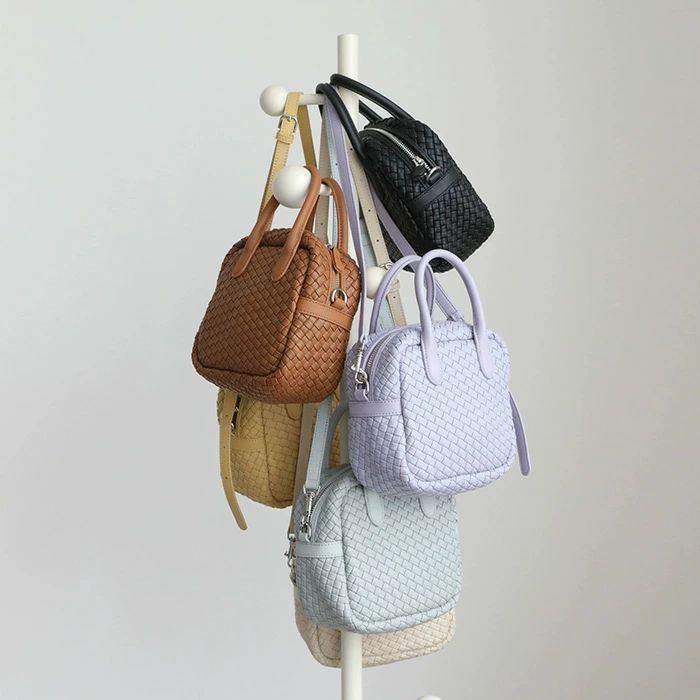 本革 バッグ レディース 編み込み バッグ ハンドバッグ 2way ショルダーバッグ レディース 斜めがけ バケツ型 バッグ 編みバッグ バケツバッグ 牛革 肩掛けバッ_3