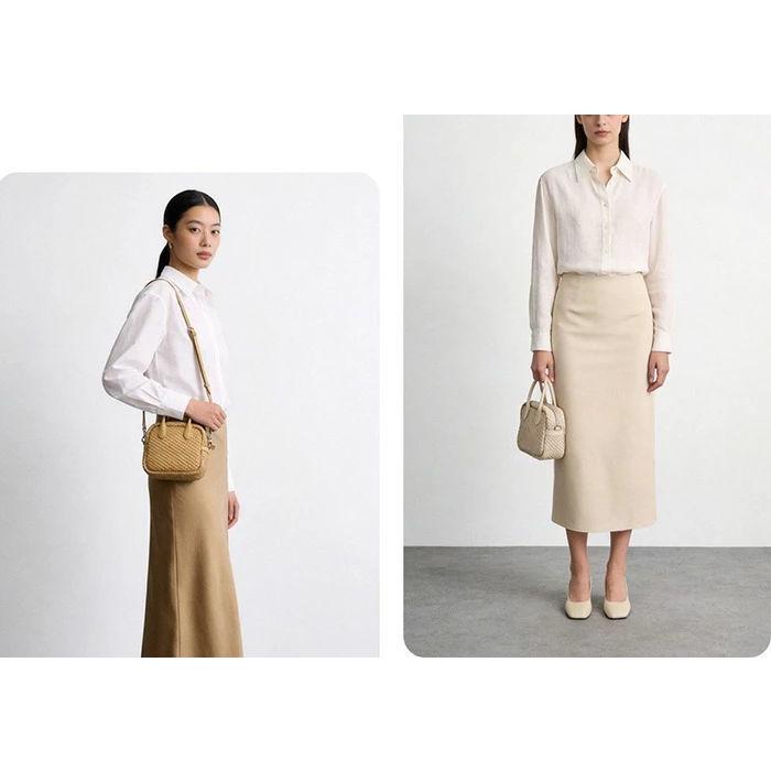 本革 バッグ レディース 編み込み バッグ ハンドバッグ 2way ショルダーバッグ レディース 斜めがけ バケツ型 バッグ 編みバッグ バケツバッグ 牛革 肩掛けバッ_4