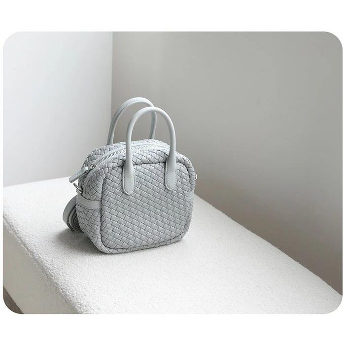 本革 バッグ レディース 編み込み バッグ ハンドバッグ 2way ショルダーバッグ レディース 斜めがけ バケツ型 バッグ 編みバッグ バケツバッグ 牛革 肩掛けバッ_7