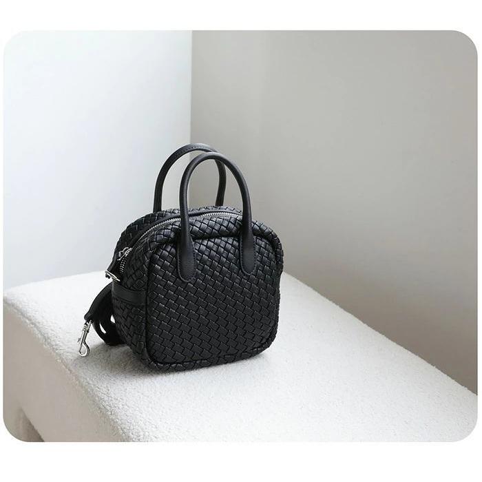 本革 バッグ レディース 編み込み バッグ ハンドバッグ 2way ショルダーバッグ レディース 斜めがけ バケツ型 バッグ 編みバッグ バケツバッグ 牛革 肩掛けバッ_8