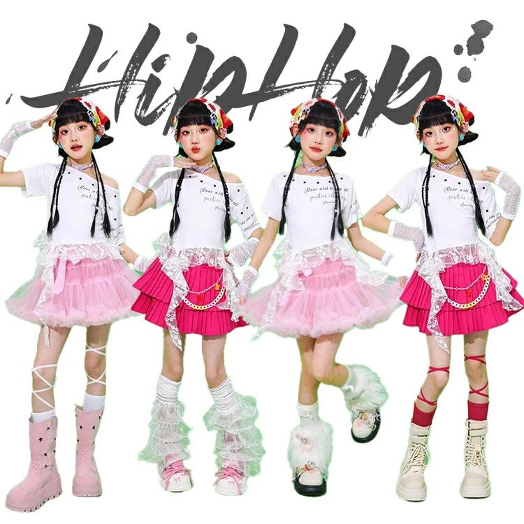 ティアードスカート ダンス衣装 キッズ ピンク ローズ色 チュール