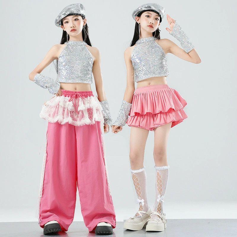 女の子 アイドル風 シルバー ピンク タンクトップ スカート ズボン