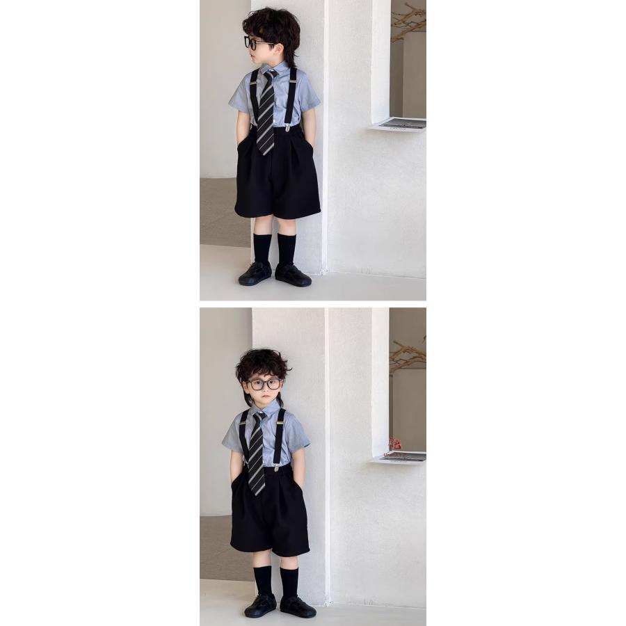 キッズ フォーマルスーツ 男の子 半袖 ハーフパンツ ベストセット 4点 