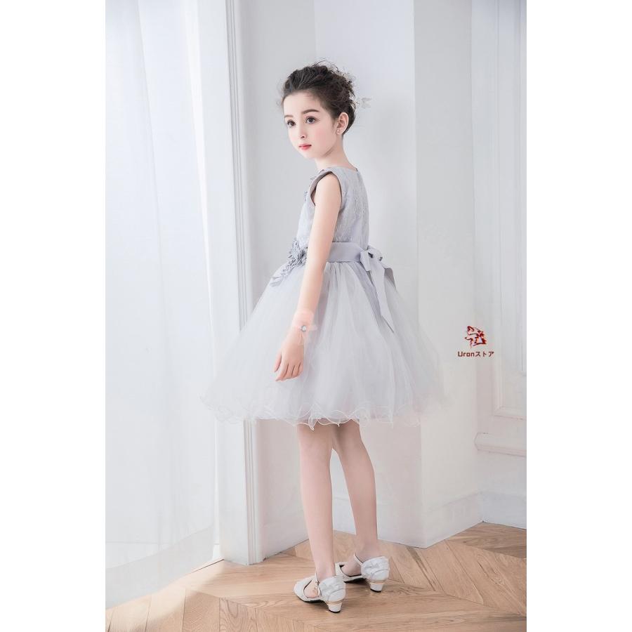 ドレス 女の子 フォーマルドレス ノースリーブドレス 子供服 ワンピース シルバー ミニドレス シルバードレス 花刺繍 発表会 ピアノ発表会 舞台 結婚式 コンクー | ブランド登録なし | 03