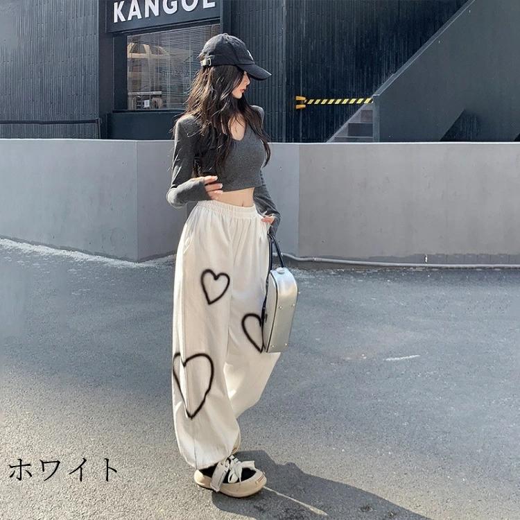 ジャージ パンツ 大人 黒 白 星柄 練習着 レディース 韓国風 ゆったり